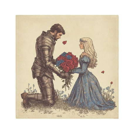 

WOBOGO Illustration Of Knight Sending Flowers To Princess Cloth Napkins 6 Pieces Soft Elegant Touch Durable Absorbent Quick Drying for Elegant Dining