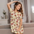 thumbnail image 3 of Pofeuu Cartoon Popcorn Print Women's Loose Fit Short Sleeve Nightgown, Comfortable Sleep Dress for Women, Casual Lounge Sleepwear, Soft Cotton Sleep Dress, 3 of 6