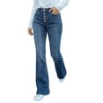 thumbnail image 3 of Wenini Fashion Women's Casual High Waist Denim pants Solid Color Button Up Pocket Jeans Comfortable Straight Leg Jeans, 3 of 6