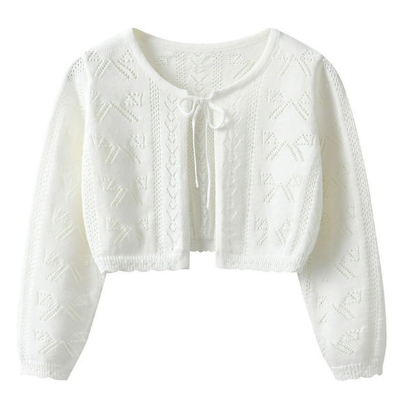 2025 Cardigan Tricot pour Tout-Petits Enfants Bébés Filles Mode Mignon Couleur Unie Manches Longues Mince Manteau à Boutons 1-9 Ans Blanc