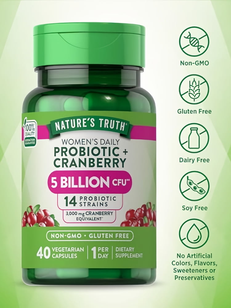 Nature's Truth Women's Probiotic Plus Cranberry Vegetarian Capsules (Pack of 3)