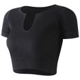 thumbnail image 3 of Ohufall Sports Bras for Women, Women's Casual Gathering Yoga Short Sleeved V-neck Without Steel Ring Fitness Top Sports Bra, 3 of 3