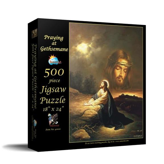 SUNSOUT INC - Praying at Gethsemane - 500 pc Jigsaw Puzzle by Artist: Scafa - Finished Size 18" x 24" - MPN# 40010