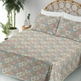 thumbnail image 3 of Ambesonne Floral Fitted & Flat Sheet with Sham 3 Pcs Set, Leaves Art Tropical Flowers, Twin XL, Cadet Blue and Coral, 3 of 5