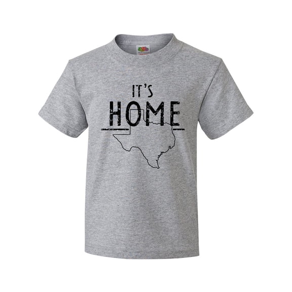 Inktastic Its Home- State of Texas Outline Distressed Text Youth T-Shirt