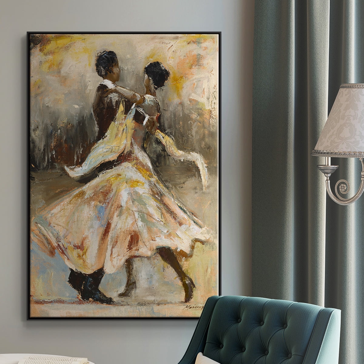 Night Out Framed Premium Gallery Wrapped Canvas - Ready to Hang - 27 x 41 - Black Floating Frame