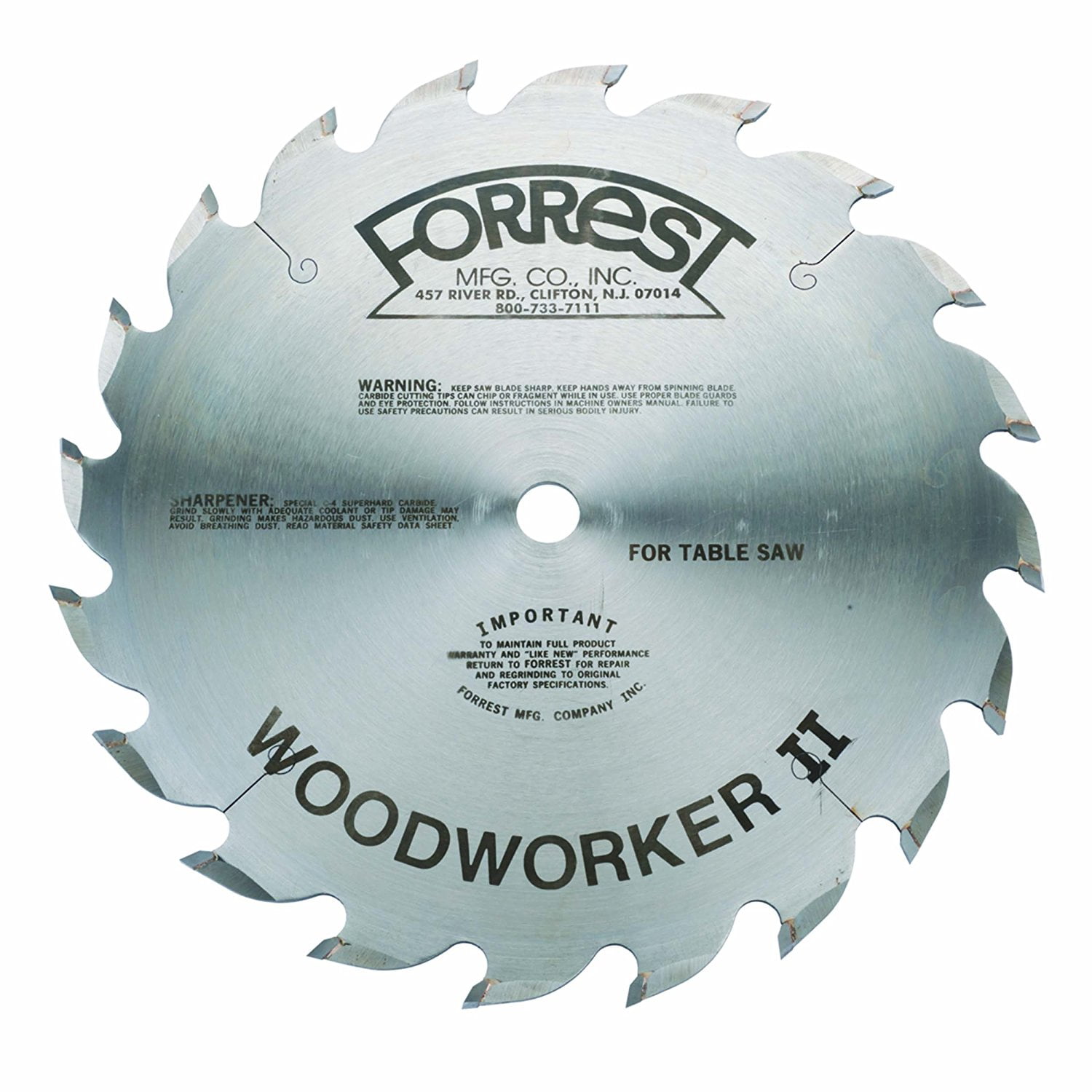 Forrest WW10206100 Woodworker II 10" 20T Rip Saw Blade Thin Kerf