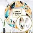 thumbnail image 3 of Designart "Bohemian Eclectic Feathers In Yellow And Blue" Boho Rund Mirror For Wall Decor - Large Orange Round Print Mirror - Round Bohemian Mirror - Wall Mounted Round Large Mirror - 29" x 29", 3 of 6