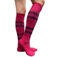 thumbnail image 4 of Couver Hot Pink Softball/Sports Striped Knee High Softball Baseball Sports Tube Socks, Purple Medium, 4 of 7