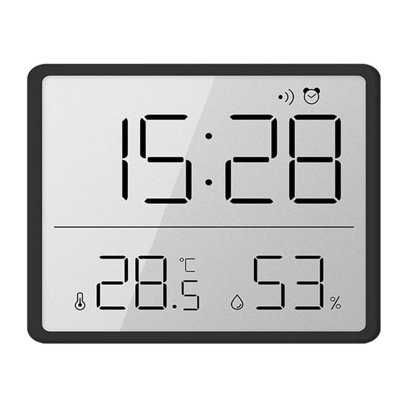 LCD Screen Electronic Digital Time Slim LCD Screen Electronic Digital Clock Can Be Hung on The Wall Back with Magnetic Suction Can Be Hung Refrigerator Black-j