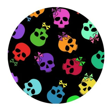 - MKHERT Colorful Skulls Seamless Pattern In Black Round Mousepad Mice Mat Size 7.87x7.87 inches
