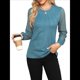 thumbnail image 3 of Blusas de Punto Gofre para Mujer, Blusas Elegantes Informales de Negocios, Camisas de Trabajo de Larga con Encaje, Ropa de Otoño. Azul Pavo Real M, 3 of 10