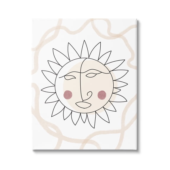 Stupell Industries Boho Sun Line Drawing Solar Rays Squiggle Canvas Wall Art, 36 x 48, Design by Lil' Rue