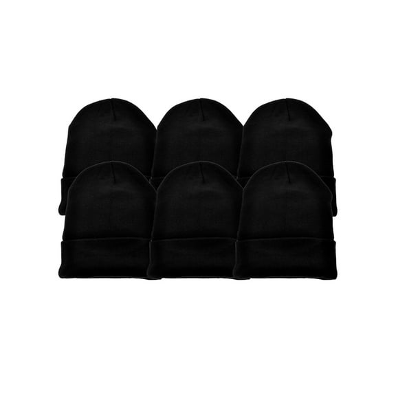 Swan Knit Basic Color Unisex Adult Beanies Cap Hat (6-Pack)
