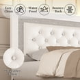 thumbnail image 6 of SIBEDS Queen Upholstered Bed Frame with Adjustable Headboard and LED Lights, White PU Tufted Diamond Button, No Box Spring Needed, Noise Free, 6 of 9