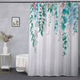 thumbnail image 1 of Cortina de ducha YONGSHENG tela floral tropical hojas verdes impermeable Lavable a máquina, 1 of 5