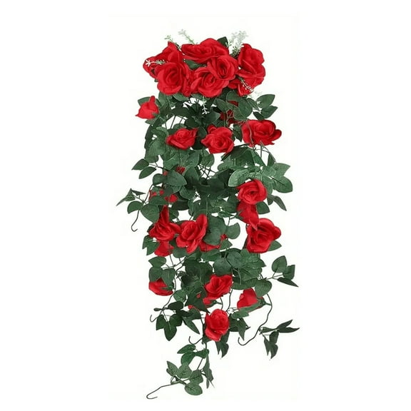 Faux Rose Hanging Garland for Weddings, Home Decor, Outdoor Artificial Silk Flower Creeping Stem