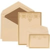 JAM Paper Wedding Invitation Combo Set, 1 Large & 1 Small, Gold Heart Set, Ivory Card with Taupe Lined Envelope,100/pack