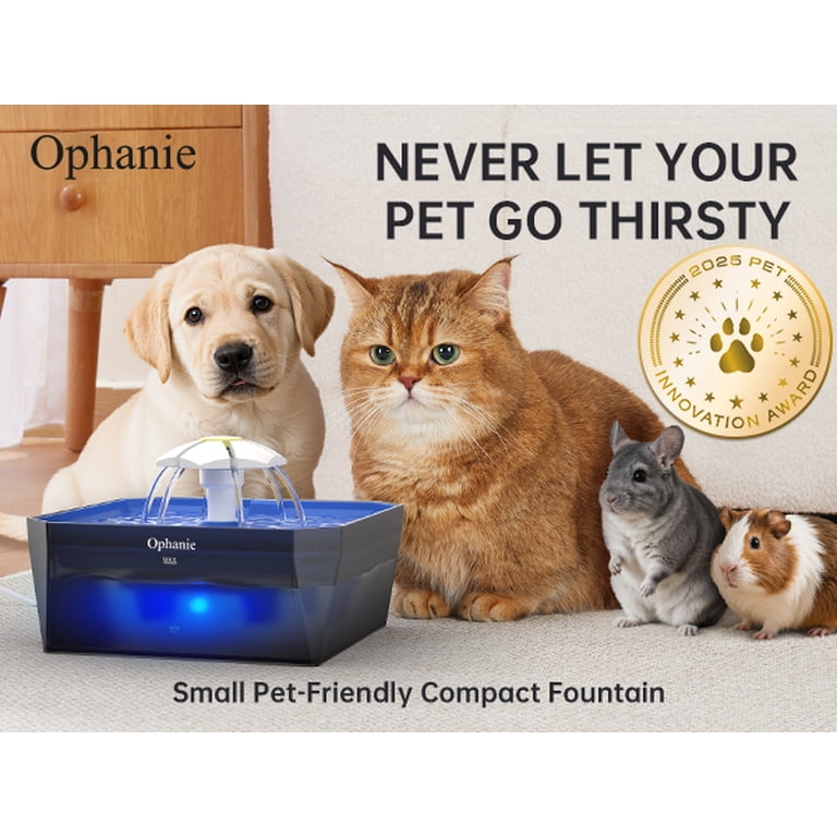 Ophanie 50oz Small Pet-Friendly Cat Water Fountain with Quiet Pump