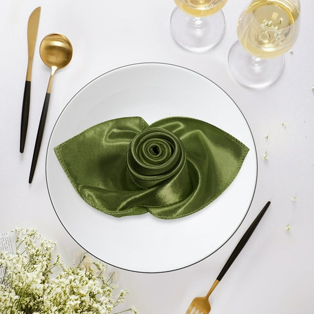 Xiao Hua 4 servilletas cuadradas de satén para cena, 43 x 43 cm, suaves y sedosas, para restaurantes, bodas, banquetes y fiestas, color verde.