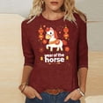thumbnail image 1 of TaTaai Womens New Year 2026 Print Three Quarter Sleeve Round Neck Casual Top Holiday Celebration Blouse Festival Party Wear Gift, 1 of 5