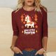 thumbnail image 1 of TaTaai Womens New Year 2026 Print Three Quarter Sleeve Round Neck Casual Top Holiday Celebration Blouse Festival Party Wear Gift, 1 of 5