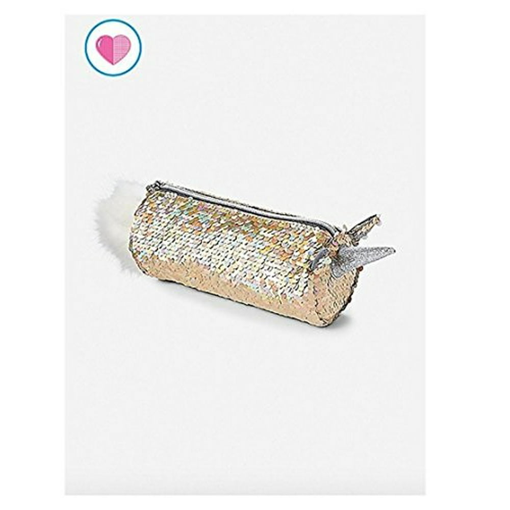 Justice justice pencil pouch case holder flip sequin gold unicorn