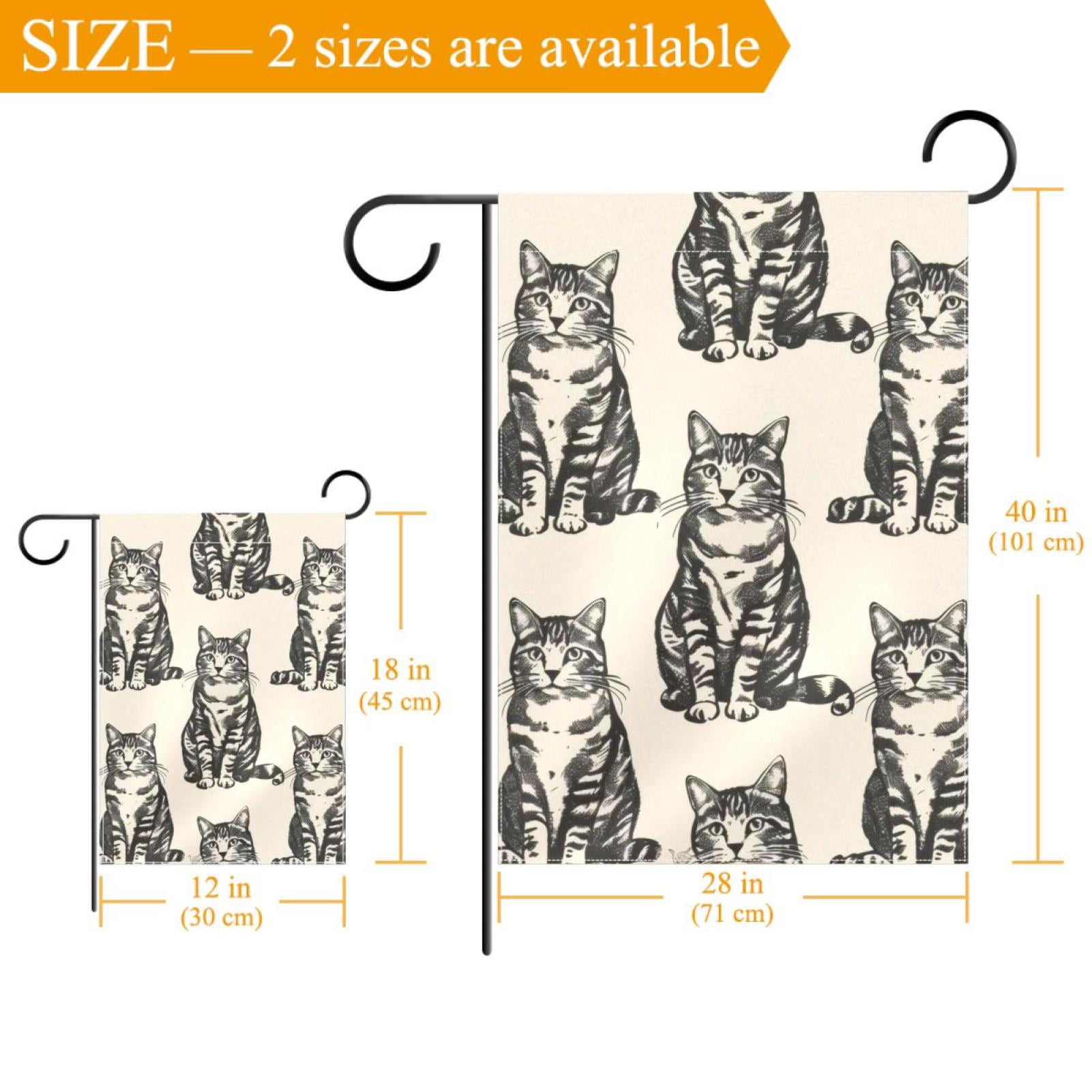Seamless Cute Cats Pattern Double Sided Garden Flag Decorative Weather Resistant Yard Flag, Large DIY Vertical Flag for Farmhouse Patio Lawn, 28x40 Inch