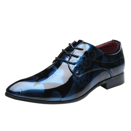 

Hueook Mens Dress Shoes Fashion Pointed Toe Bright Lace Up Leather Wedding Shoes Business Shoes Mens Sneakers