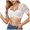 White, variant on Dakiuu Women Drawstring Ruched Square Neck Lace Crop Blouse Short Scallop Sleeve Mini Cropped Top Lightweight Sheer Layering Shirt for German Folk Beer Bar Daily Party