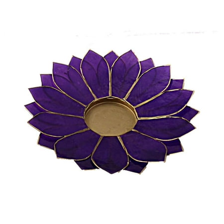Decorated Candle Holders The Crabby Nook Lotus Candle Holder Capiz Shell Flat 2 Layer Decorating Accent Home Decor Gift Ideas, Purple ()