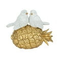 thumbnail image 6 of Whimsical Birds on Pineapple Figurine for Home Decor - Chic Ornaments for Bathroom, Office,  and Living Room Decor -  Tropical Sculpture for Shelf or Coffee Table Accent - 7", White & Gold, 6 of 12