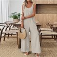 thumbnail image 5 of JULMCOMO Jumpsuits for Women Scoop Neck Adjustable Strap Loose Fit Overalls Sleeveless Wide Leg Casual Summer Jumpsuits with Pockets White L, 5 of 7