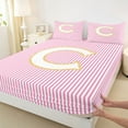thumbnail image 3 of Feelyou Girly Monogrammed C Bed Sheets for Kids, Chic Abstract Stripes King Sheets, Initial Letter Theme Sheet Set, Super Cozy Room Decor, 4-Piece, 3 of 7