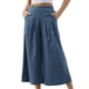 thumbnail image 1 of Pantalones casuales con cintura plisada y bolsillos, largo hasta el tobillo, talla M Pantalones anchos de mujer de color azul claro, 1 of 6