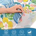 thumbnail image 4 of Yayeee Kitchen Valance Rod Pocket 54" x 18" Living Room Window Curtain, Blue Floral Wave, 4 of 6