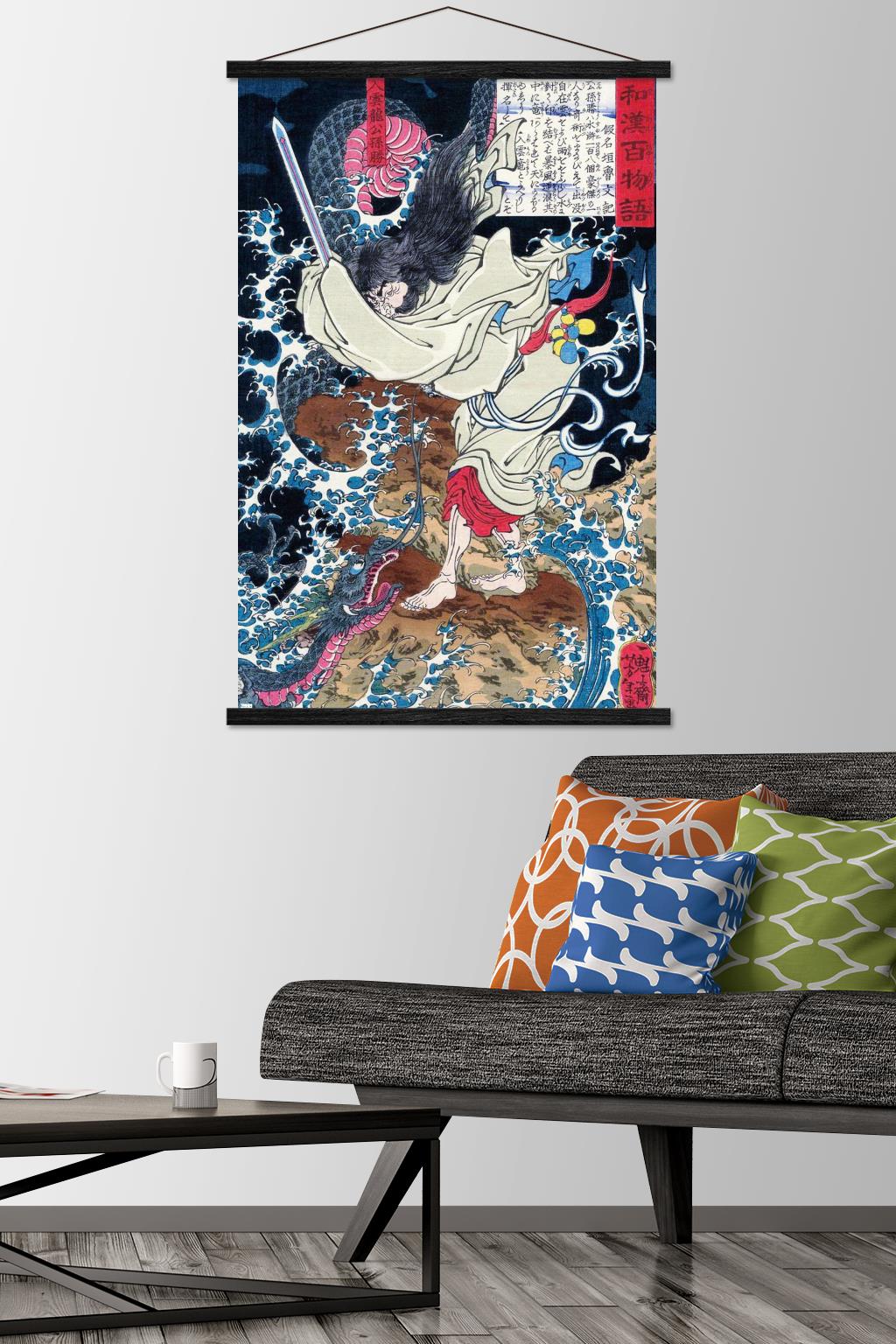 The Dragon in the Clouds by Tsukioka Yoshitoshi Wall Poster with Magnetic Frame, 22.375" x 34"