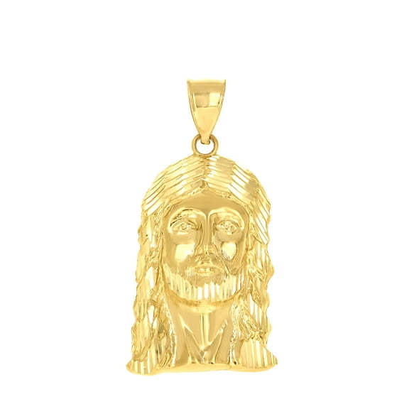 10k Yellow Gold Mens Jesus Religious Charm Pendant for Men