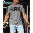 thumbnail image 3 of Gymish Alpha Workout T-Shirt for Men, Funny Gym Shirt, Lifting Tee, Deadlift Shirt, Men's Athletic Top, Heather Grey with Sleeve Logo, Small, 3 of 6