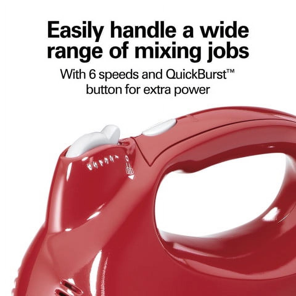 Hamilton Beach Power Deluxe Stand and Hand Mixer Combo for Kitchen, 4 Quart, 6 Speeds with Quick Burst, Red