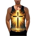 thumbnail image 2 of Gamivast Gym Shirts Wooden Cross Holy Light Graphic Mens Sleeveless Shirts Crew Neck Workout Shirts Breathable Soft Stretchy Christian Daily Training, 2 of 6