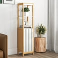 thumbnail image 4 of Gymax Armoire de Salle de Bain Haute en Bambou avec Étagère Ajustable et Placard, 4 of 10