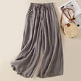 thumbnail image 2 of CAIXIA Womens Plus Size Wide Leg Pants Elastic High Waist Casual Palazzo Pants Lounge Trouser with Pockets, 2 of 5