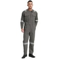 thumbnail image 3 of CHICTRY Adult Work Overalls Long Sleeve Reflective Strip Jumpsuits Mechanic Career Bodysuits Grey XL/175, 3 of 6