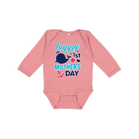 

Inktastic Nautical Themed Happy 1st Mother s Day Gift Baby Boy or Baby Girl Long Sleeve Bodysuit