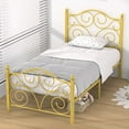 thumbnail image 3 of VECELO 2-Piece Twin Size Metal Platform Bed Frame Mattress Foundation with Arched Design Headboard and Footboard, No Box Spring Needed, Easy Assembly, Gold, 3 of 6
