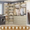 thumbnail image 6 of Homieasy 3-Piece Closet Organizer System with 6 Drawers & 10 Shelves, 1500LBS Heavy Duty L-Shaped/I-Shaped Walk-In Closet Storage for Bedroom, Entryway & More,White Oak, 6 of 7