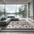 thumbnail image 2 of ODIKA 6'x9' Washable Area Rug Non-Slip, Easy Care, Under Door Layered Bold Stripe Stars Motif Layering Doormat Front for Family Room, Living Room, Master Bedroom, 2 of 7