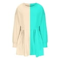 thumbnail image 4 of cfhntfmh Fall Dresses for Women Trendy Color Block Long Sleeve Mini Dress Flowy Crewneck Pleated T-Shirts Dress, 4 of 4