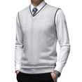 thumbnail image 4 of Hanerdun Men Sweater Vest Male V-Neck Sleeveless Knitted Pullover Waistcoat, Light Gray L, 4 of 5